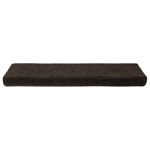 vidaXL Tappetini per scale autoadesivi 15 pz 65x21x4 cm marrone scuro bordo rettangolare