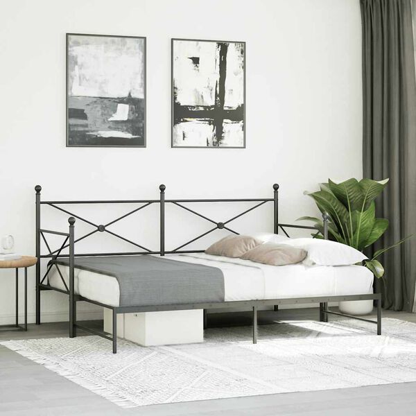 vidaXL Divano Letto Estraibile senza Materasso Nero 75x190 cm Acciaio