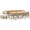 vidaXL Set da Pranzo da Giardino 13 pz con Cuscini Beige in Polyrattan