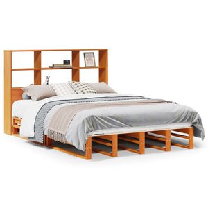 vidaXL Letto Libreria senza Materasso Marrone Cera 120x200 cm Legno