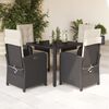 vidaXL Set da Pranzo da Giardino 5 pz Nero con Cuscini in Polyrattan