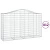 vidaXL Cesti Gabbioni ad Arco 12 pz 200x50x120/140 cm Ferro Zincato