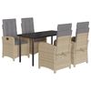 vidaXL Set Pranzo da Giardino 5 pz con Cuscini Beige Misto Polyrattan