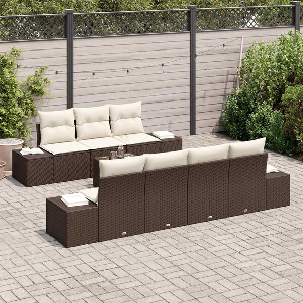 vidaXL Set Divano da Giardino 8 pcs Marrone Poly Rattan