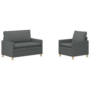 vidaXL Set di divani 2 pz 3 posto Grigio Scuro Tessuto