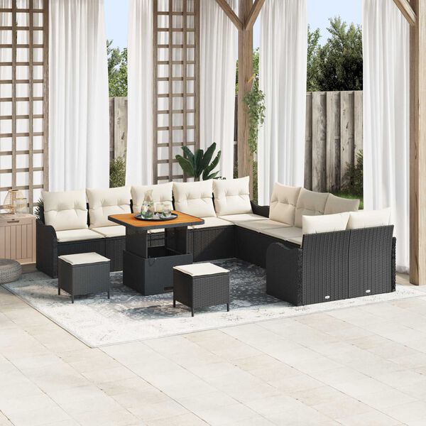 vidaXL Set Divano da Giardino 13 pcs Nero polyrattan