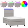vidaXL Letto a Molle Materasso e LED Grigio Chiaro 120x190 cm Tessuto