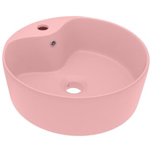 vidaXL Lavandino con Troppopieno Rosa Opaco 36x13 cm in Ceramica
