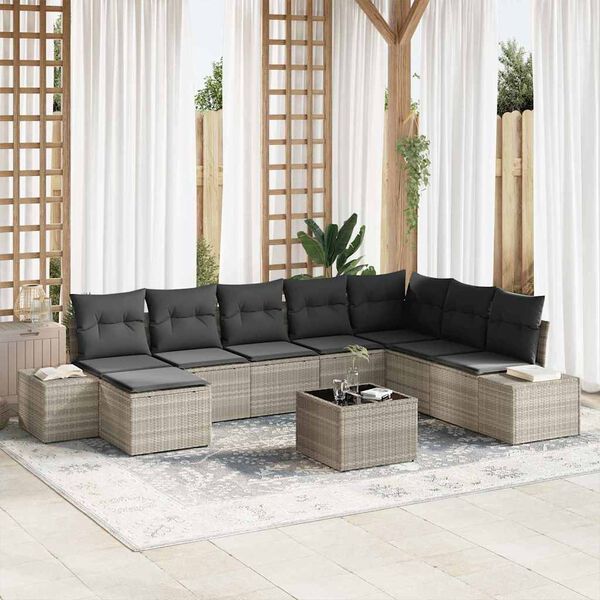 vidaXL Set Divano da Giardino 8 pcs Grigio chiaro polyrattan