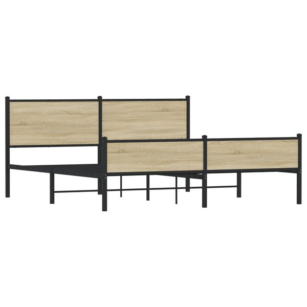 vidaXL Giroletto senza Materaso in Metallo Rovere Sonoma 160x200 cm