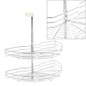 vidaXL Cestello Metallico a 2 Livelli Argento Rotabile 180&deg; 75x38x80cm