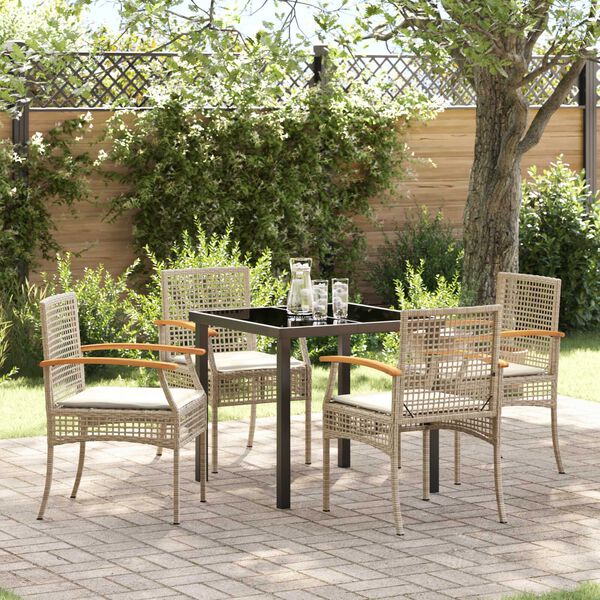 vidaXL Set da Pranzo per Giardino 5 pcs Beige polyrattan