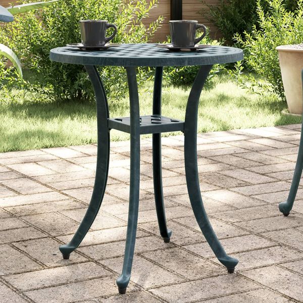vidaXL Tavolo da Giardino Verde &Oslash;48x53 cm in Alluminio Pressofuso