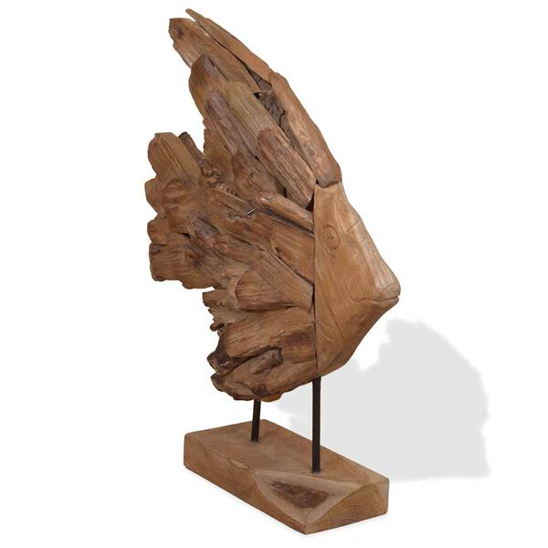 vidaXL Scultura di Pesce in Teak 40x12x57 cm