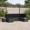 vidaXL Set Divano da Giardino con cuscino Nero polyrattan