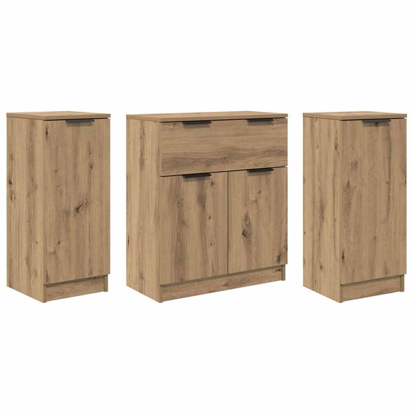 vidaXL Credenza 3 pcs Rovere artigianale Legno multistrato