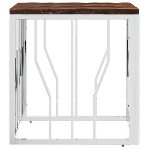 vidaXL Tavolino Salotto Argento in Acciaio Inox e Legno di Recupero