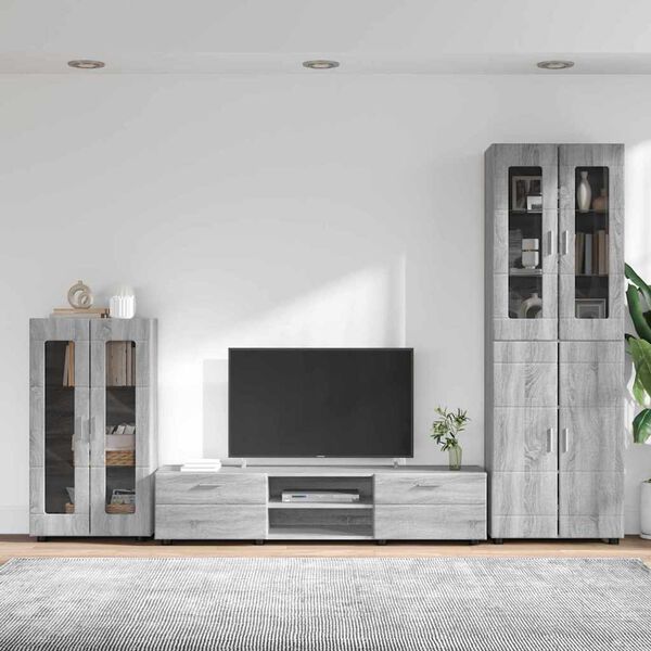vidaXL Set mobile TV con cassetto Grigio Sonoma Legno multistrato