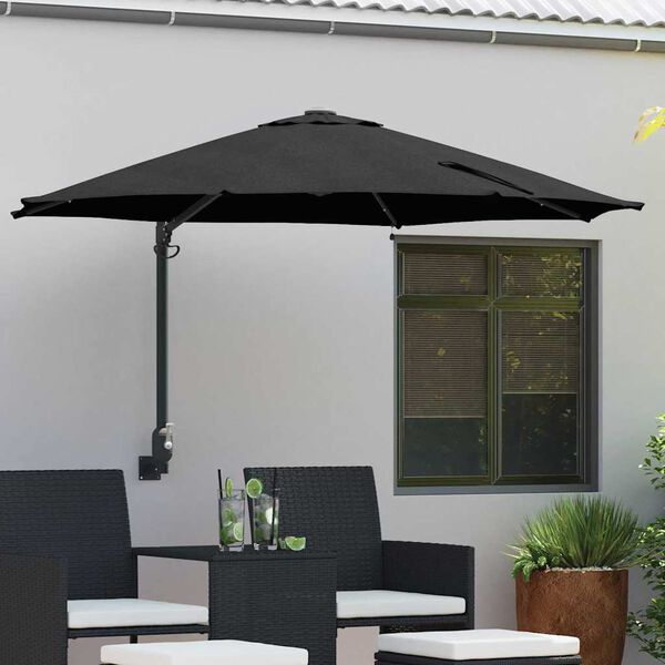 vidaXL Ombrello da giardino Nero 248 x 248 x 148 cm
