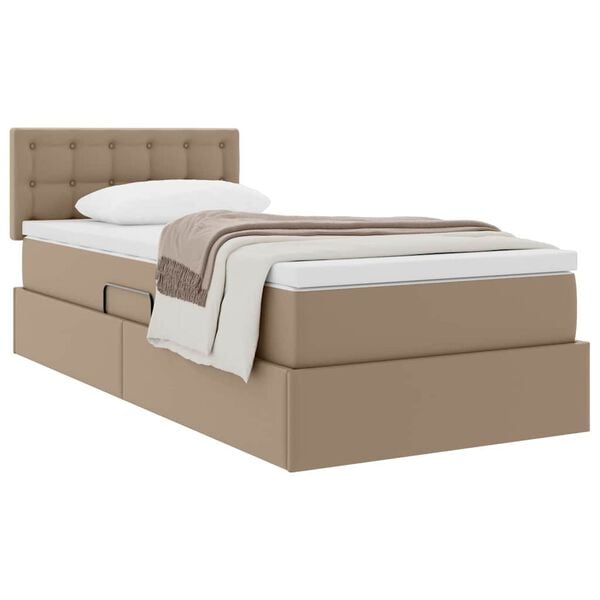 vidaXL Letto con contenitore e materasso Cappuccino 90 x 190 cm