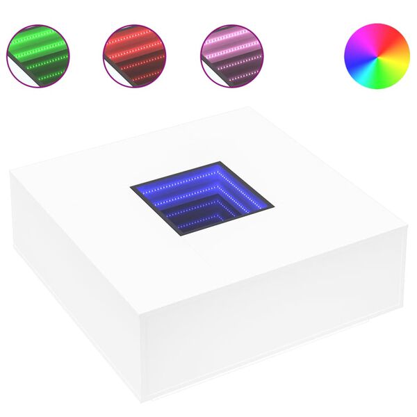 vidaXL Tavolino da Salotto con LED Infinity Bianco 100x100x40 cm