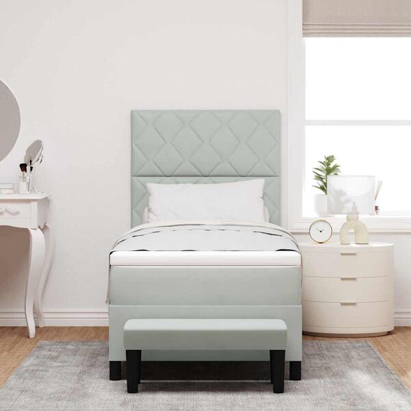 vidaXL Letto a molle con materasso Grigio chiaro 90 x 200 cm Velluto