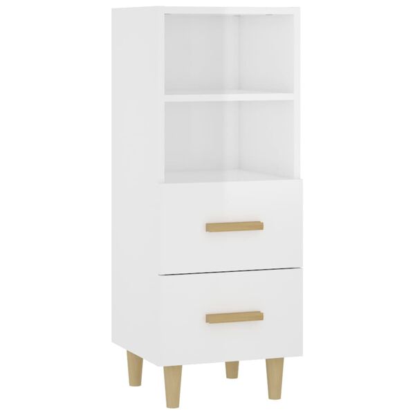 vidaXL Credenza 34,5x34x90 cm in Legno Multistrato Bianco Lucido