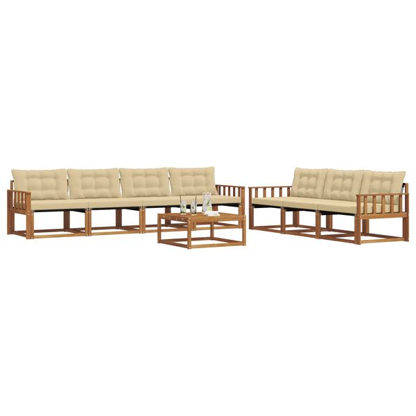 vidaXL Set di divani da esterno con cuscino 8 pcs Naturale e Beige