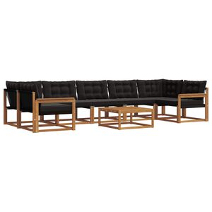 vidaXL Set di divani da esterno con cuscino 8 pcs Naturale e Nero