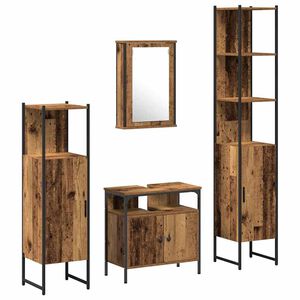 vidaXL Set di mobili per il bagno 4 pz Legno vecchio