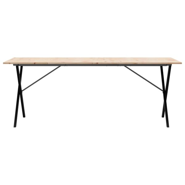 vidaXL Tavolo da Pranzo Telaio a X 200x100x75 cm Legno Pino e Acciaio