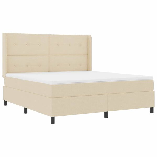 vidaXL Letto a molle con materasso Crema 180 x 200 cm Tessuto