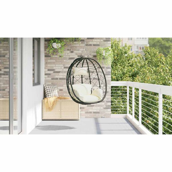 vidaXL Sedia uovo sospesa Bianco crema 91,5 x 60 x 110 cm polyrattan