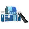 vidaXL Letto a Castello con Scivolo e Tende Blu 90x200 cm