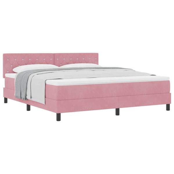 vidaXL Letto a molle con materasso Rosa 180 x 200 cm Velluto