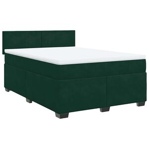 vidaXL Giroletto a Molle con Materasso Verde Scuro 140x200 cm Velluto