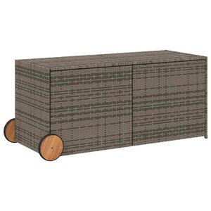vidaXL Contenitore da Giardino con Ruote Grigio 283L in Polyrattan