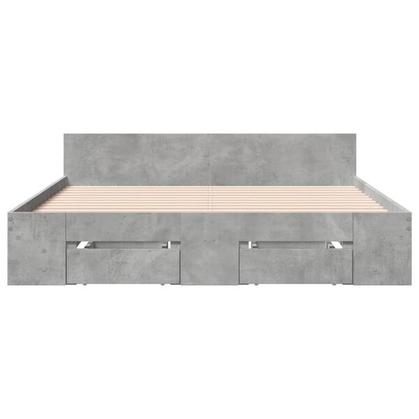 vidaXL Giroletto Cassetti Grigio Cemento 135x190 cm Legno Multistrato