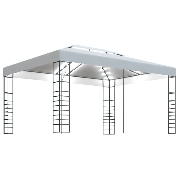 vidaXL Gazebo con Stringa di Luci LED 4x3x2,7 m Bianco