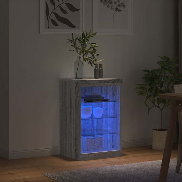 vidaXL Credenza con Luci LED Grigio Sonoma 41x37x67 cm