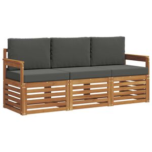 vidaXL Set divani 3 pz Naturale e Antracite Legno di Acacia Massello