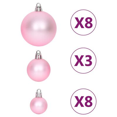 vidaXL Set Addobbi di Natale 65 pz Rosa/Rosso/Bianco