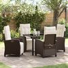 vidaXL Set da Pranzo per Giardino con cuscino 5 pcs Marrone polyrattan
