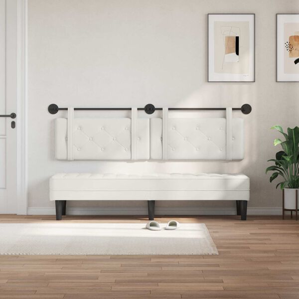 vidaXL Testata appesa Bianco 190 x 55 x 5 cm Pelle Sintetica
