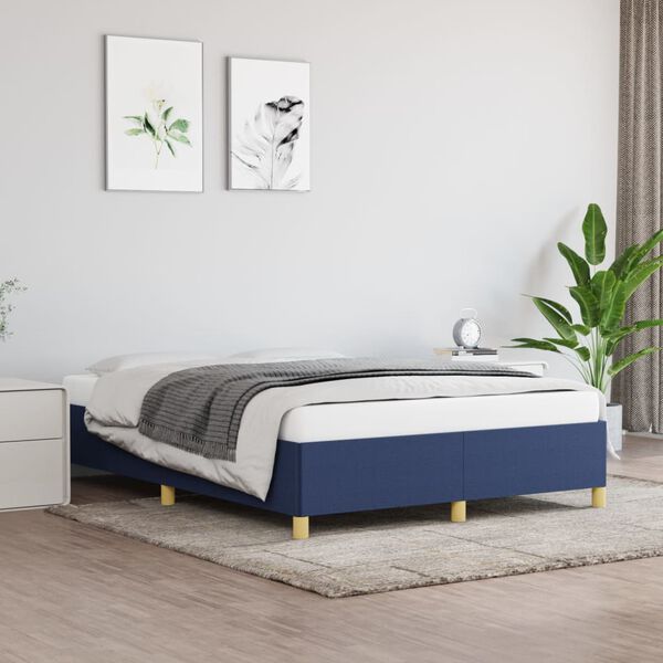 vidaXL Giroletto senza Materasso Blu 140x190 cm in Tessuto