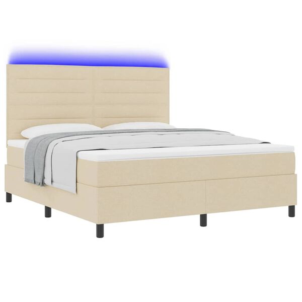 vidaXL Letto a molle con materasso con led Crema 180 x 200 cm Tessuto