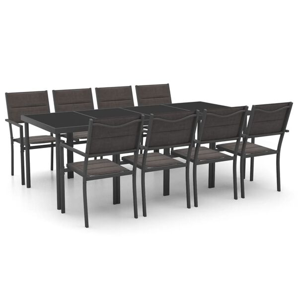 vidaXL Set da Pranzo per Giardino 9 pz in Acciaio