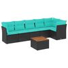 vidaXL Set Divani da Giardino 7 pz con Cuscini Nero in Polyrattan