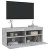 vidaXL Mobile TV a Parete con Luci LED Grigio Cemento 100x30x40 cm