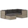 vidaXL Set Divani da Giardino 5 pz con Cuscini in Polyrattan Grigio